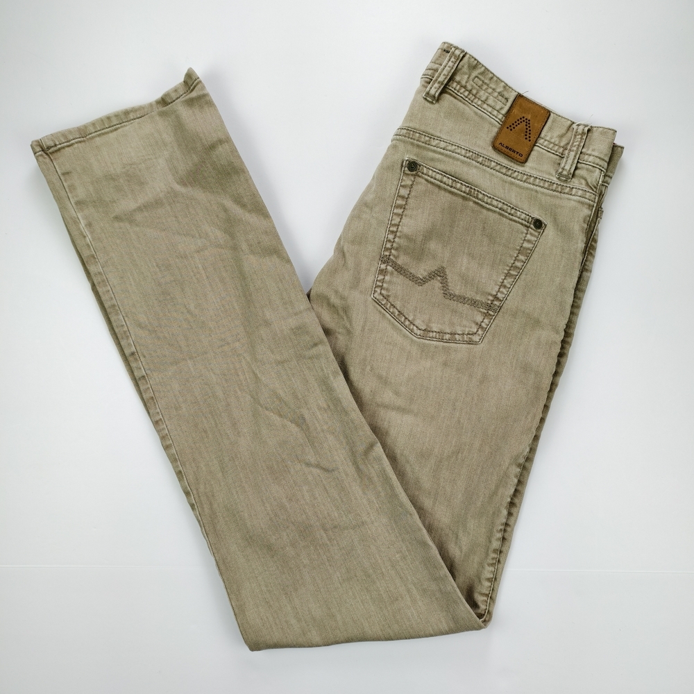 Alberto Men’s Stone Denim Jeans W32 L36 Modern Fit Light Wash Casual Classic